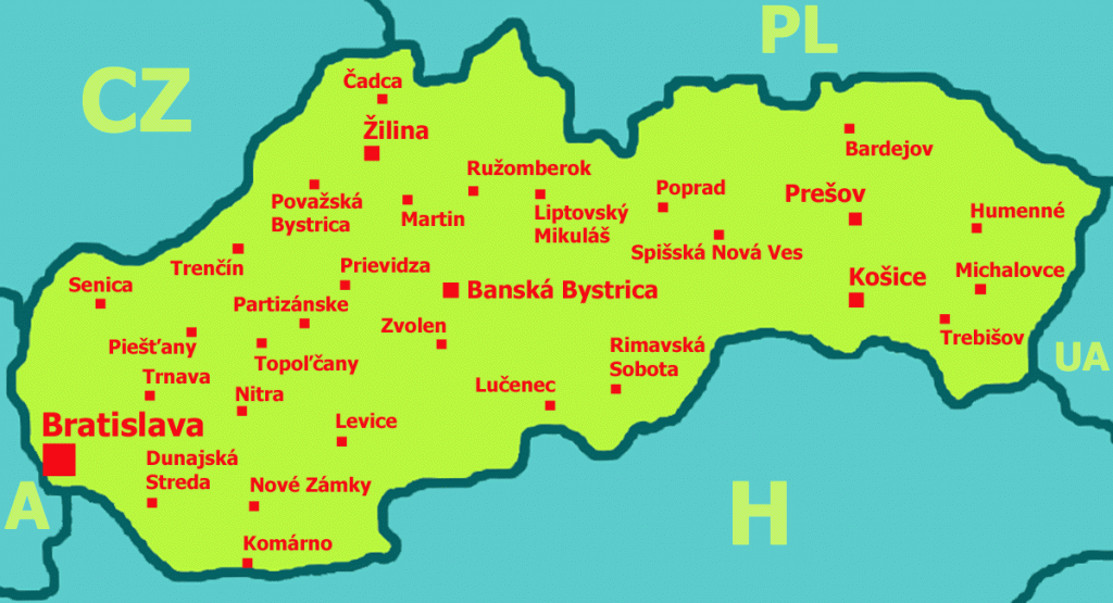 Mapa Slovenska Pamiatky